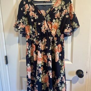 SHEIN Floral Dress - Navy and Peach